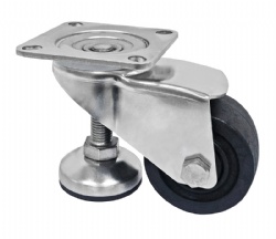 Stainless Steel Caster 75mm Black Nylon and White PA Casters with Leveller 100-500kgs Loading Capacity Leveling Casters Series SUS304