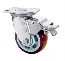 Heavy Duty Casters Stainless Steel Caster 4/5/6/8 inch Red PU Casters with Brake American 4 Series SUS304