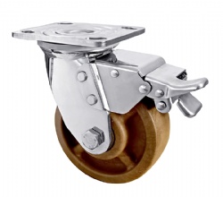 Stainless Steel Caster 4/5/6/8 inch High-temperature Brown Nylon Casters  with Brake American 4 Series SUS304