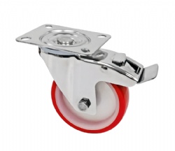 Medium Duty Casters Casters Stainless Steel Caster 80mm/100mm/125mm Red PU Casters with Brake European L Series SUS304