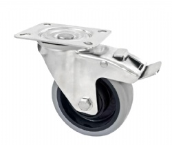 Medium and Heavy Duty Casters Stainless Steel Caster 80mm/100mm/125mm TPR Casters with Brake 100-300kgs Loading Capacity European M Series SUS304